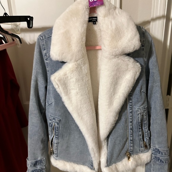 Denim and Faux Fur Jacket - Picture 1 of 6